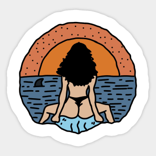 girl with sunset Sticker